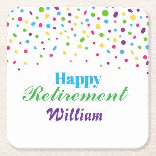 Aangepaste Schattigee Kleurrijke confetti Happy Re Vierkante Kartonnen Onderzetter