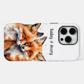 Aangepaste Schattigee Knuffelvossen Vossenpaar Lie iPhone Hoesje (Achterkant horizontaal)