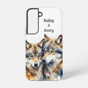 Aangepaste Schattigee Knuffelwolven Paar Liefde Di Samsung Galaxy Hoesje