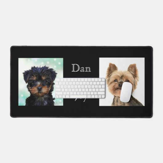 Aangepaste Schattigee Little Dog Foto's op Black D Bureaumat (Keyboard & Muis)