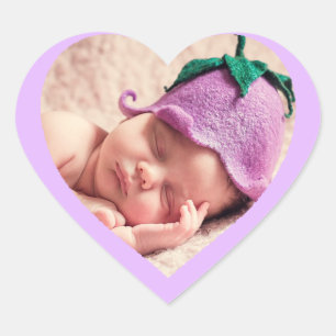 Aangepaste Schattigee Paarse hart vormige Baby fot Sticker