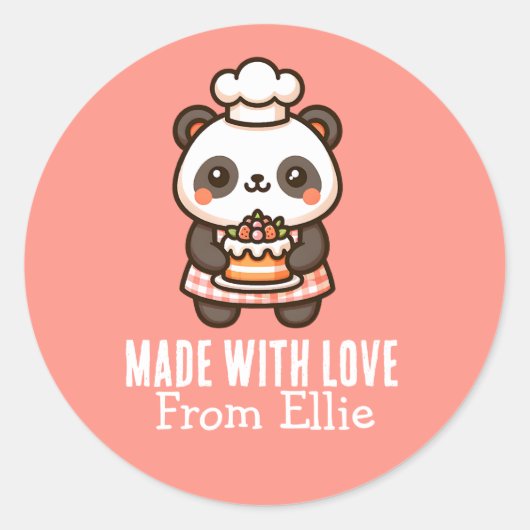 Aangepaste Schattigee Panda Baker Gemaakt met lief Ronde Sticker (Voorkant)