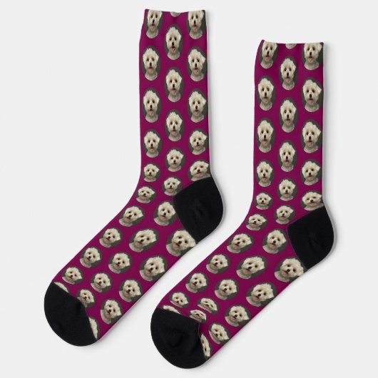 Aangepaste Schattigee Pet Photo Pattern Wine Merlo Sokken (Links)