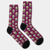 Aangepaste Schattigee Pet Photo Pattern Wine Merlo Sokken (Rechts)
