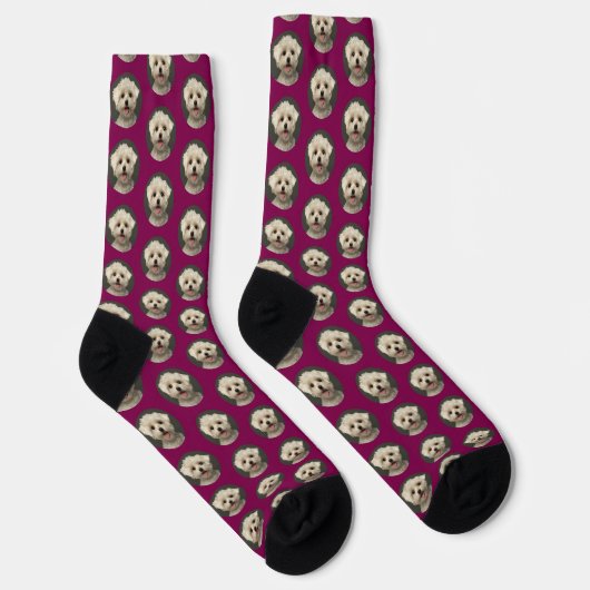 Aangepaste Schattigee Pet Photo Pattern Wine Merlo Sokken (Rechts)