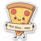 Aangepaste Schattigee Pizza Slice Sticker – gepers (Voorkant)