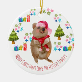 Aangepaste Schattigee Quokka Aussie Kerst Keramisch Ornament