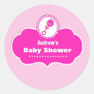 Aangepaste Schattigee rammelaar Baby shower Favor  Ronde Sticker