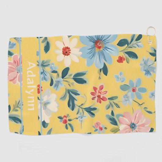 Aangepaste Schattigee Retro Flower Gifts voor Dame Golfhanddoek (Horizontaal)