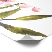 Aangepaste Schattigee Roze Bloemen Greenery Happy Poster (Hoek)