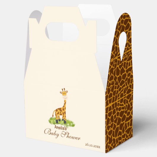 Aangepaste Schattigee Safari Giraffe Favor Box Bedankdoosjes (Geopend)