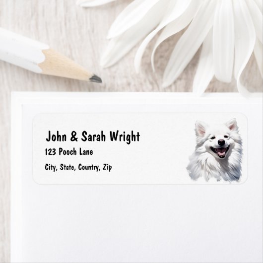 Aangepaste Schattigee Samoyed Dog Adreslabel Etiket (Insitu)