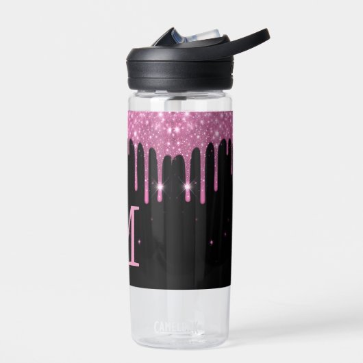 Aangepaste Schattigee Sparkle Drip Zwart Roze Wate Waterfles (Links)