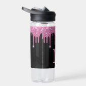Aangepaste Schattigee Sparkle Drip Zwart Roze Wate Waterfles (Rechts)
