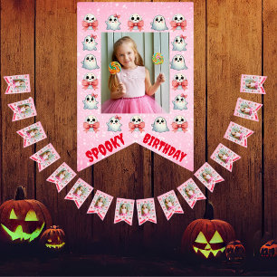 Aangepaste Schattigee Spooky Ghost Theme Verjaarda Vlaggetjes
