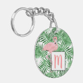 Aangepaste Schattigee Tropische Roze Flamingo Wate Sleutelhanger (Voorkant Links)