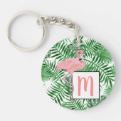 Aangepaste Schattigee Tropische Roze Flamingo Wate Sleutelhanger (Voorkant)