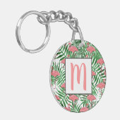 Aangepaste Schattigee Tropische Roze Flamingo Wate Sleutelhanger (Voorkant Links)