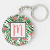 Aangepaste Schattigee Tropische Roze Flamingo Wate Sleutelhanger (Achterkant)