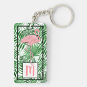 Aangepaste Schattigee Tropische Roze Flamingo Wate Sleutelhanger (achterkant)