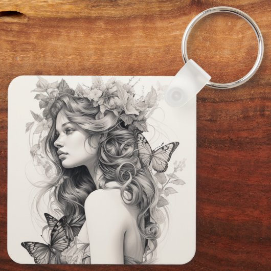 Aangepaste Schattigee Twee Foto Dubbelzijdig Geper Sleutelhanger (Achterkant)