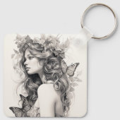 Aangepaste Schattigee Twee Foto Dubbelzijdig Geper Sleutelhanger (Achterkant)