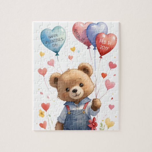 Aangepaste Schattigee Waterverf Teddy Bear Valenti Legpuzzel (Verticaal)