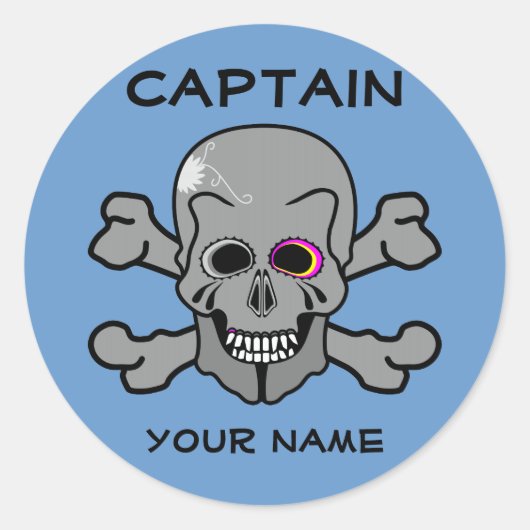 Aangepaste schedel en kruisingen ronde sticker (Voorkant)