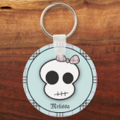 Aangepaste schedel tegen de griep: Blauwgroen Sleutelhanger (Voorkant)