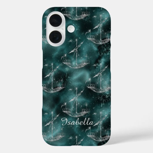 Aangepaste schepen op oceaanblauw Case-Mate iPhone case (Achterkant)