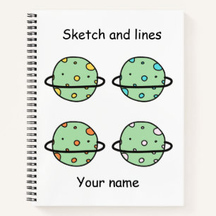 Aangepaste schets en lijnen cute universum kindere notitieboek