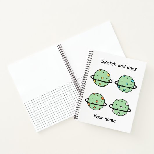 Aangepaste schets en lijnen schattig universum kin notitieboek (Binnen)