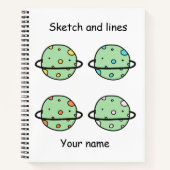Aangepaste schets en lijnen schattig universum kin notitieboek (Voorkant)