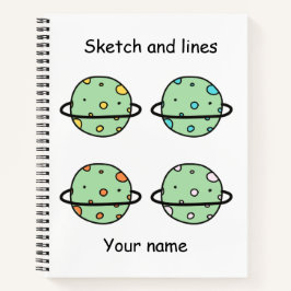 Aangepaste schets en lijnen schattig universum kin notitieboek
