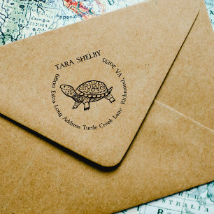 Aangepaste Schildpad Extra Lange Retouradres Rubberstempel