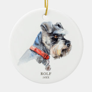 Aangepaste Schnauzer Illustratie Dog Pet Custom Keramisch Ornament