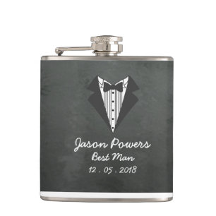 Aangepaste schoolbord Tux Beste Man Groomsman Heupfles