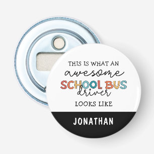 Aangepaste schoolbuswaardering Funny Gift Button Flesopener