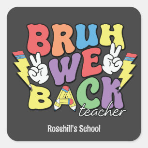 Aangepaste schoolnaam Retro Terug naar school Vierkante Sticker