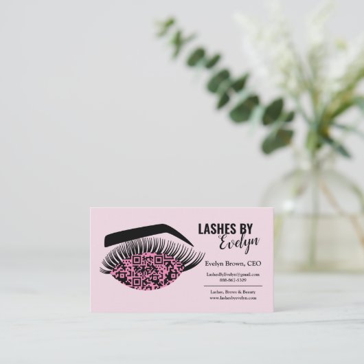 Aangepaste schoonheidslashes Visitekaartjes | QR-c (Staand voorkant)