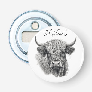 Aangepaste Schotse Hooglandkooischets Kunst Flesop Button Flesopener