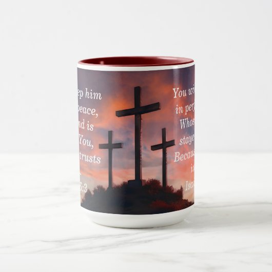 Aangepaste Schrift Geloof Koffie Mok Jesaja 26:3 (Midden)