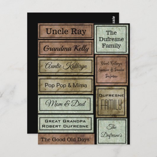 Aangepaste scrapbook-labels briefkaart (Voorkant / Achterkant)