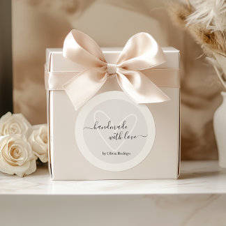 Aangepaste Script Naam Handgemaakt met Love Packag Ronde Sticker