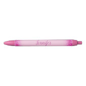 Aangepaste Script Name Girly Pink Glitter Sjabloon Zwarte Inkt Pen (Voorkant)