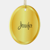 Aangepaste Script Sjabloon Faux Gold Metallic look Keramisch Ornament (Rechts)