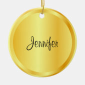 Aangepaste Script Sjabloon Faux Gold Metallic look Keramisch Ornament (Voorkant)