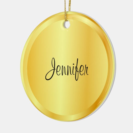 Aangepaste Script Sjabloon Faux Gold Metallic look Keramisch Ornament (Links)