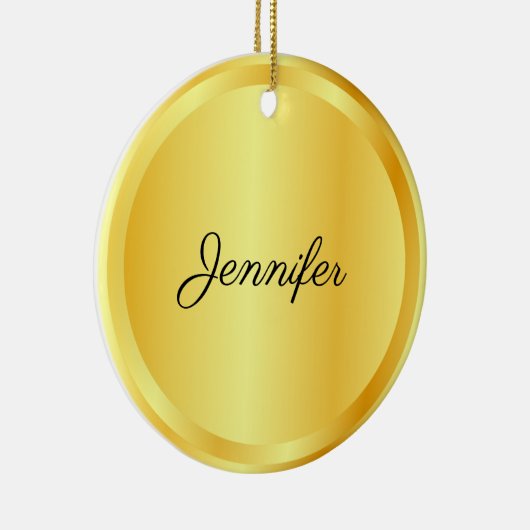 Aangepaste Script Sjabloon Gold look Trendy Keramisch Ornament (Rechts)