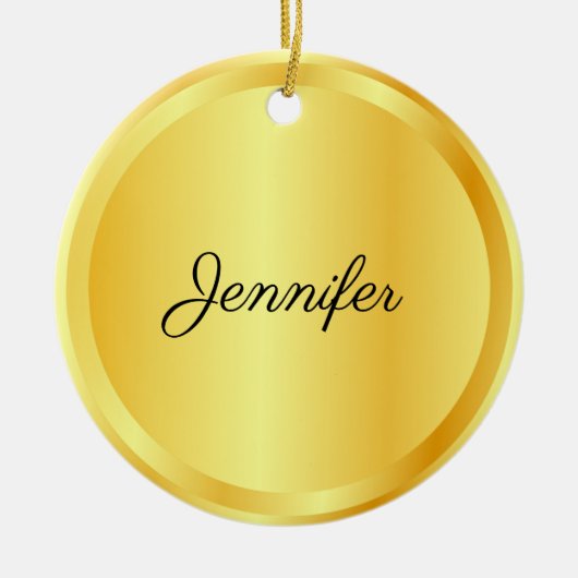 Aangepaste Script Sjabloon Gold look Trendy Keramisch Ornament (Voorkant)